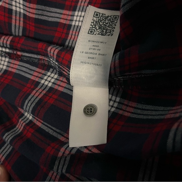 True Religion Collared Western Pocket Red Blue Plaid button up women Shirt large - Picture 6 of 16